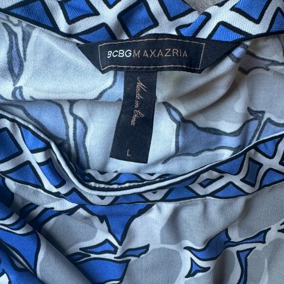 BCBG Max Azria Dress | Size Large | Blue Grey Pattern - Picture 3 of 4